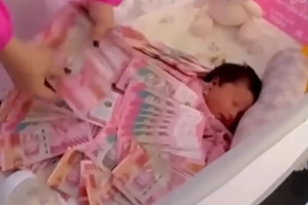Bayi Diselimuti Uang Puluhan Juta