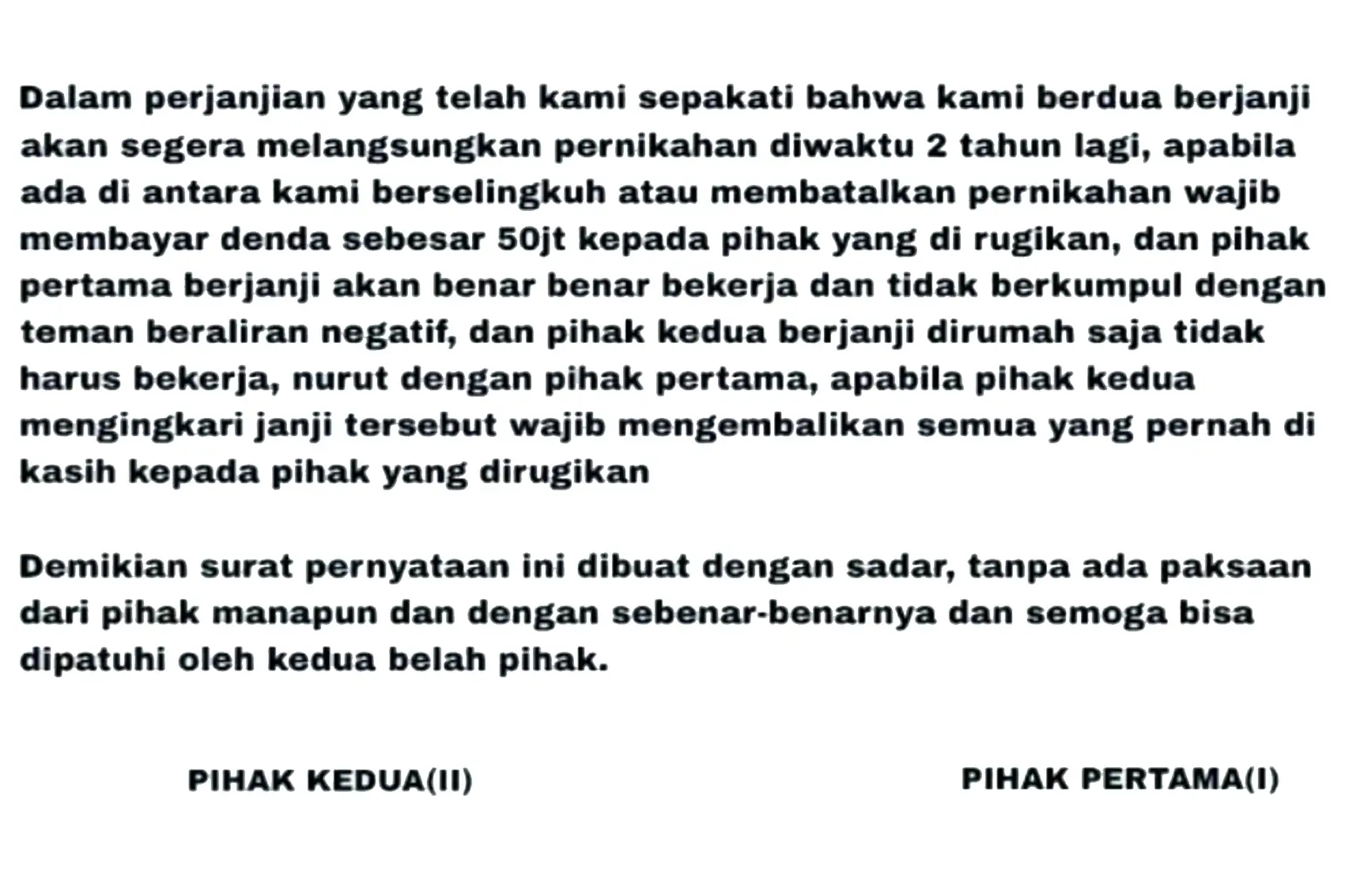 Isi Surat Perjanjian Lamaran